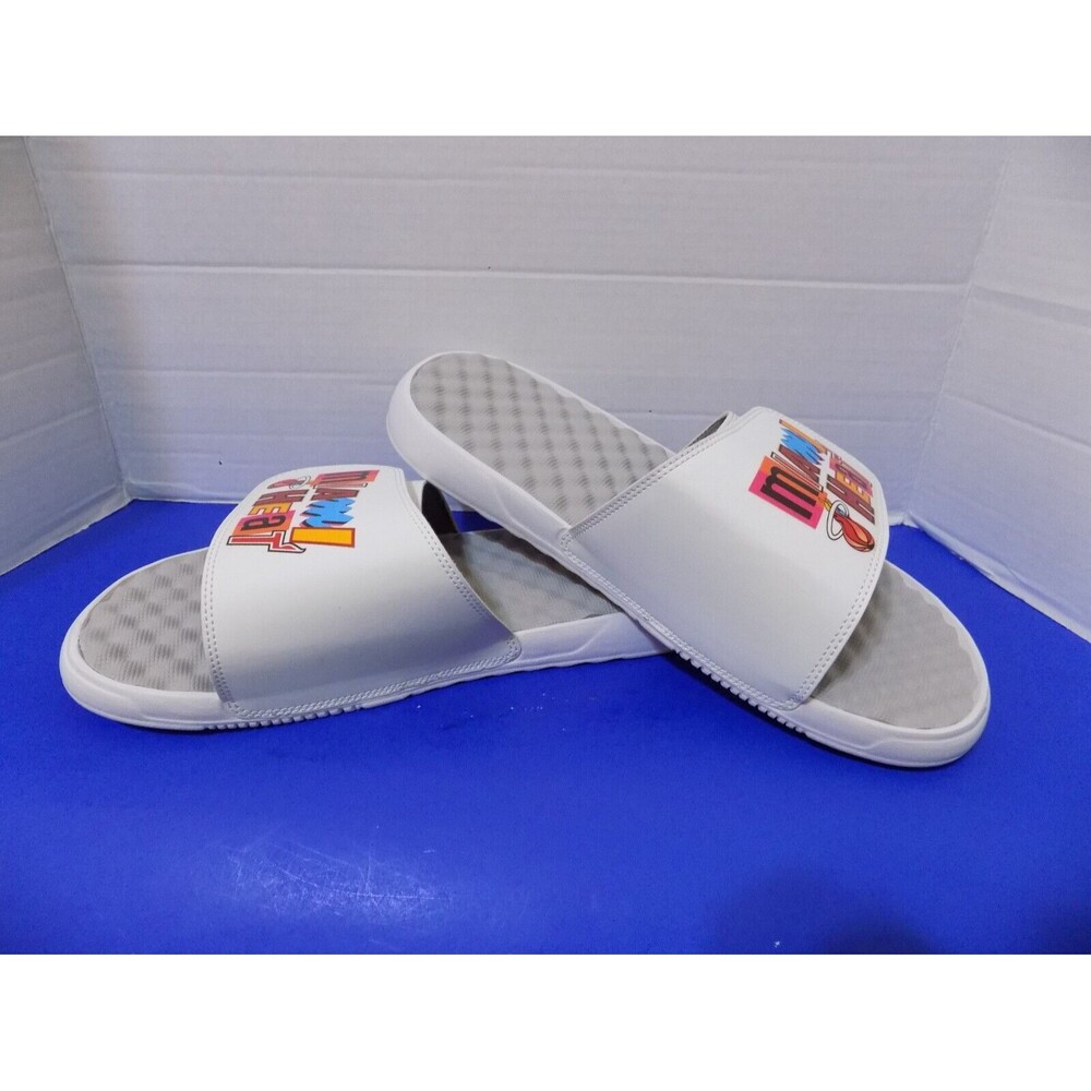 Miami Heat Adjustable Slides Miami Retro Colors Size 12 NBA Sandals